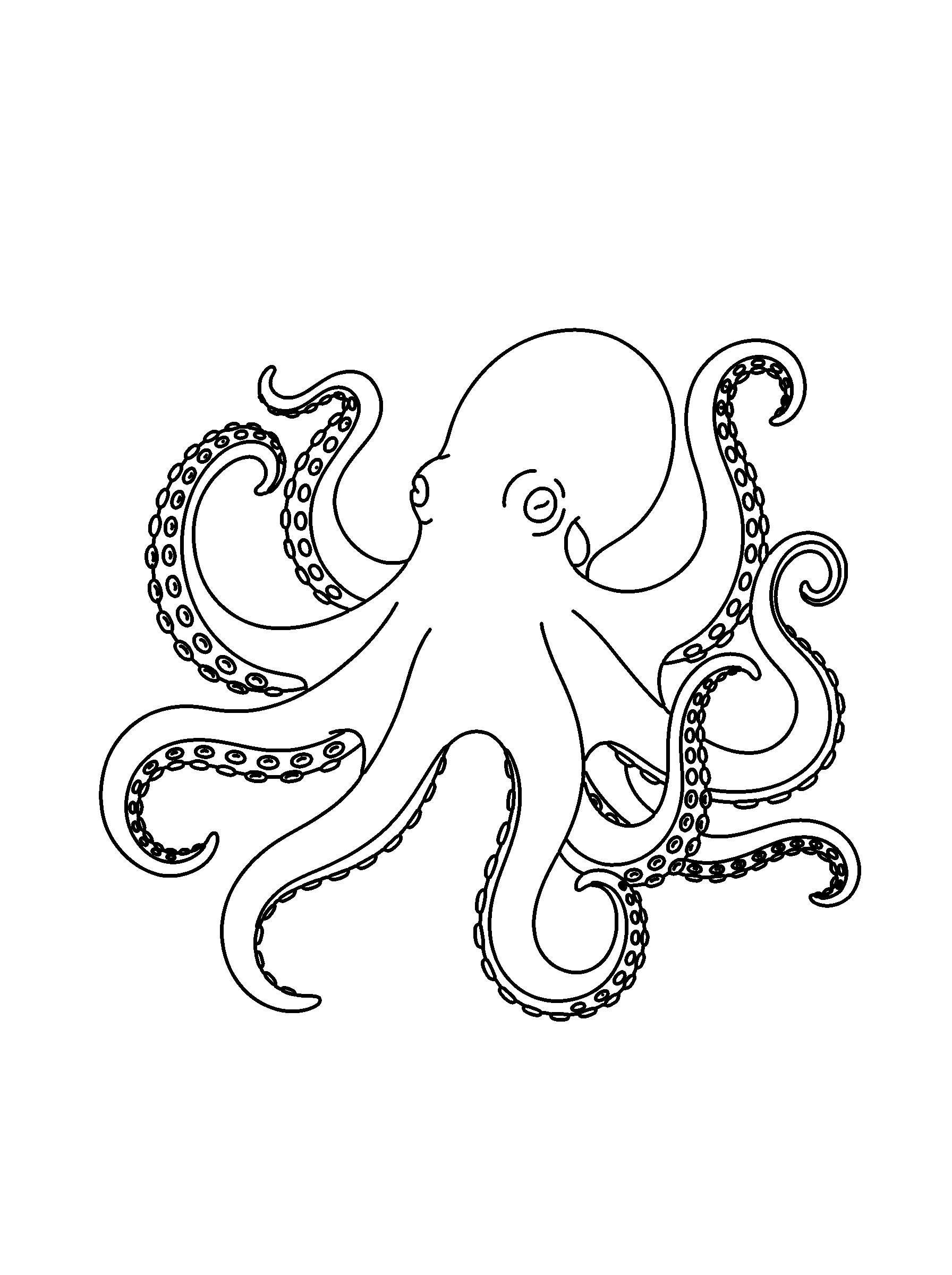 Octopus coloring page — detailed
