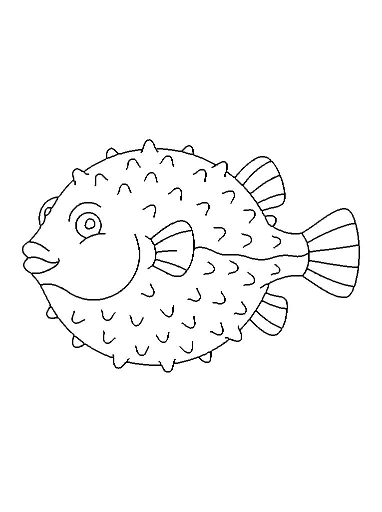 Pufferfish coloring page — detailed