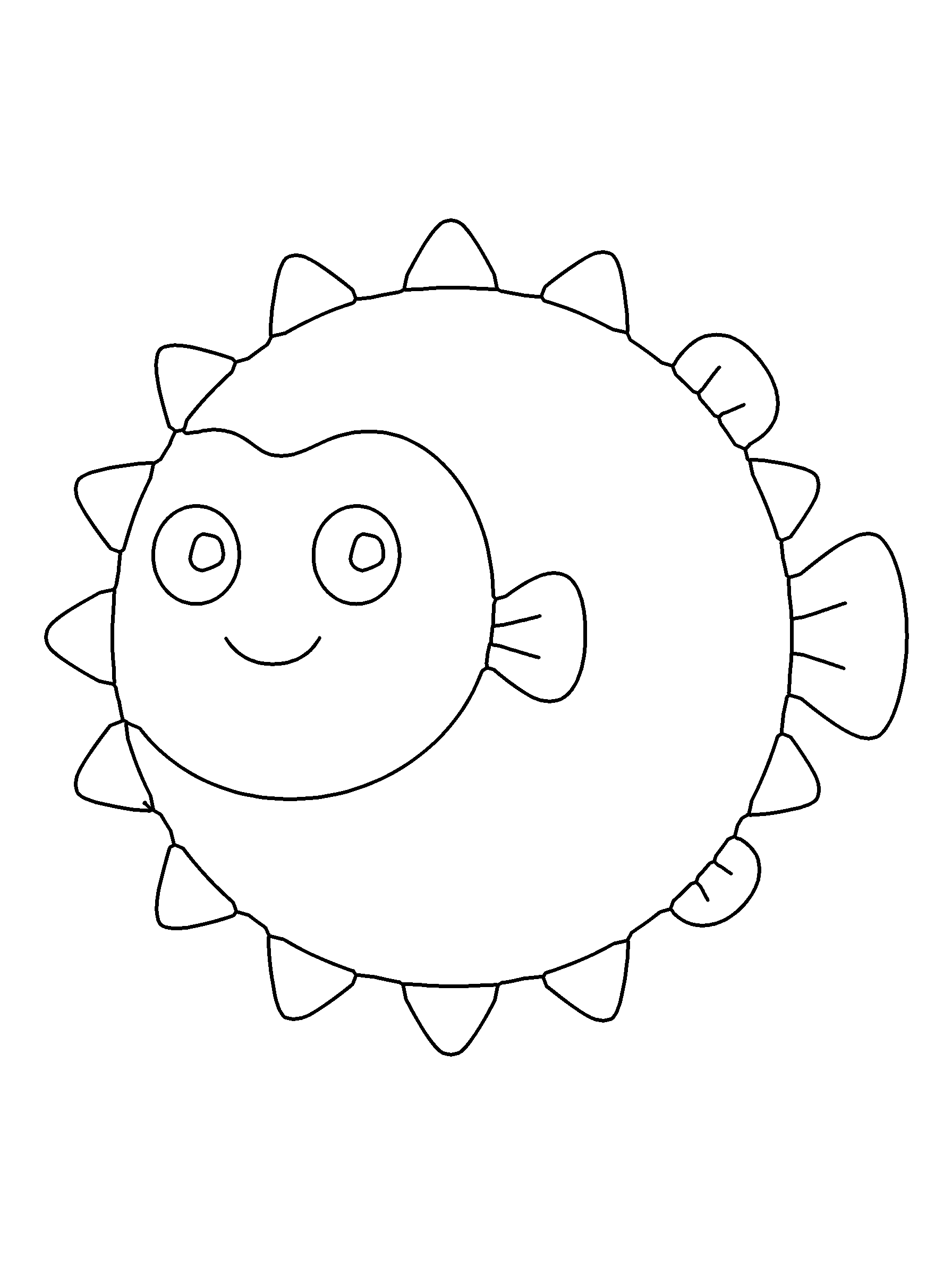 Pufferfish coloring page — easy