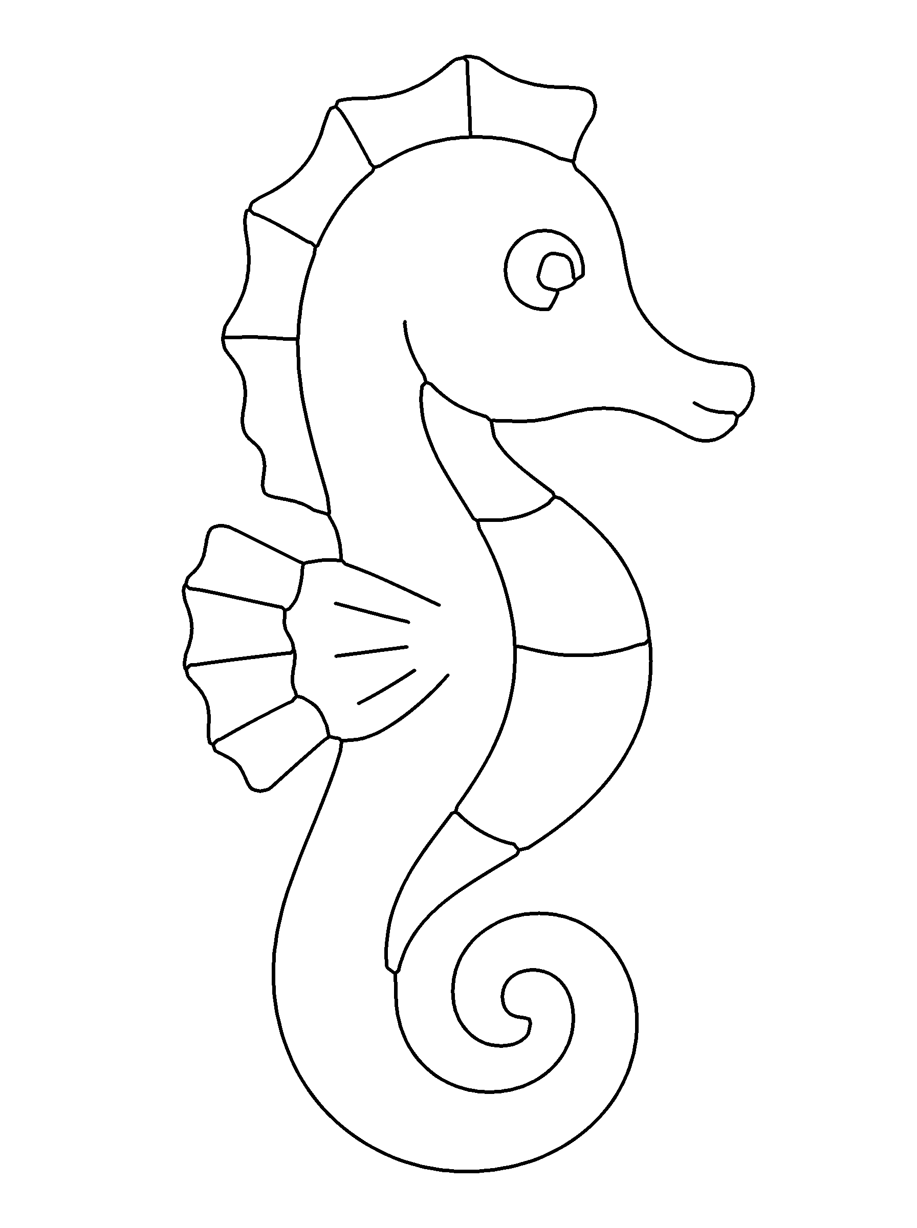 Seahorse coloring page — easy