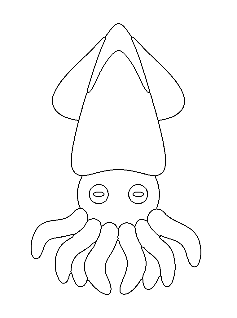 Squid coloring page — easy